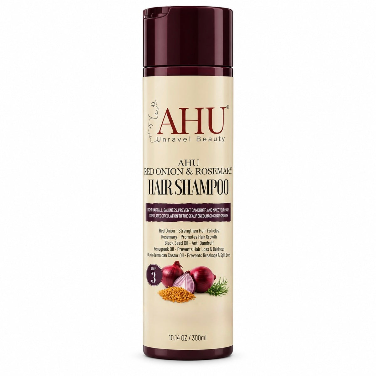 AHU Red Onion & Rosemary Hair Shampoo (300ml)