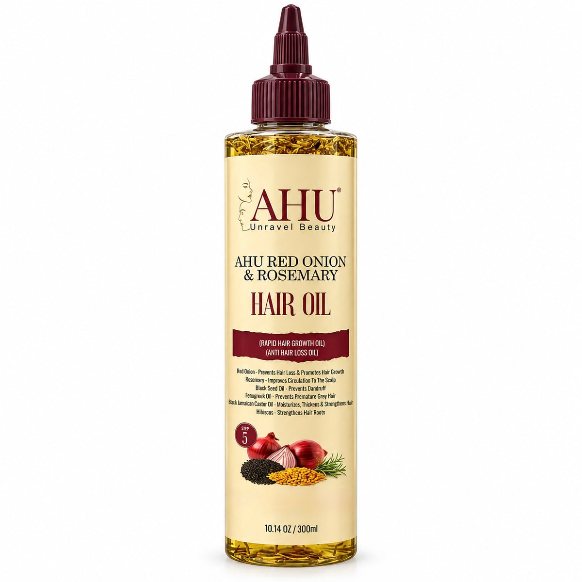 AHU Red Onion & Rosemary Hair Oil (300ml)